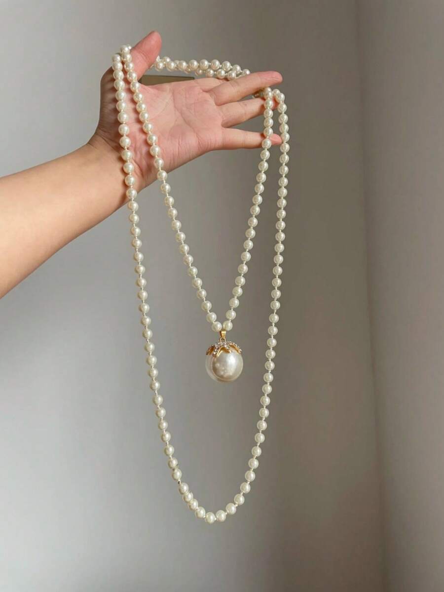 1pc Fashionable Versatile Women's Pearl Beaded Pendant Necklace, Multiple Wearing Styles - Luxurious Women's Charm Jewelry, Suitable For Daily And Party Wear - Multicolor - View 1