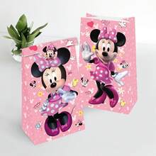 Disney Set Tas Kado Pesta Bertema Minnie dan Mickey Isi 24 Buah Sangat Cocok untuk Ulang Tahun Anak Perempuan (12 Tas Kado + 12 Stiker), Pesta Sambutan, Suvenir Pesta, Kantong Permen, dan Dekorasi Pesta. (Desain Stiker Dikirim Secara Acak.) - Set - View 4