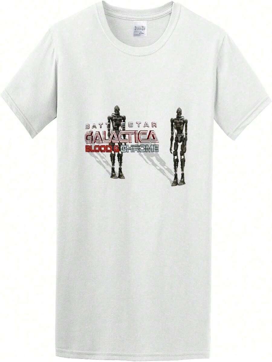 Playera Estampado Robots Futuristas Manga Corta Casual Moda Juvenil Estilo Urbano Top Ropa de Mujer Retro - Blanco - Ver 1