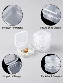1/6pcs Mini Transparent Storage Box With Lid, Portable Jewelry Organizer Box, Suitable For Earrings, Rings, Necklaces And Small Items, Multi-Purpose Plastic Box, Suitable For Beads, Nail Art Supplies, Cosmetics, Hair Accessories, Craft Parts And Materials, Home Bedroom Accessory Box, Handicraft And Sewing Supplies Storage, Easy To Carry For Travel, Multi-Functional Durable Reusable Storage Container, Essential For Craft Enthusiasts, Great Holiday Gift - Multicolor - View 8