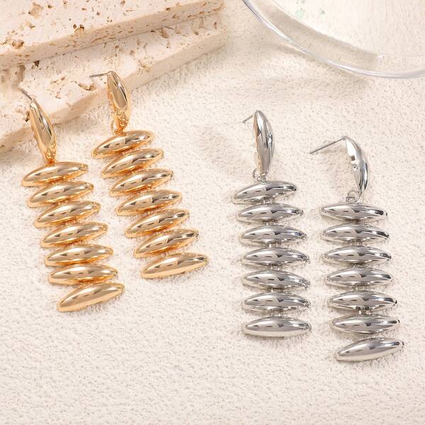 European & American Style Spiral Fish Scale Long Earrings - Minimalist Exaggerated Accessory, Party/Nightclub/Street, Unique Design + Face-Flattering