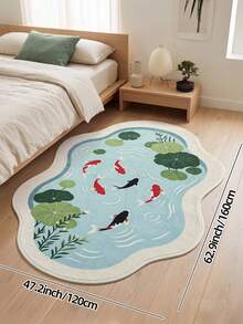 DAJIANG 1pc Koi Fish Print Rug, Kitchen Rug, Hallway Rug, Suitable For Bathroom, Kitchen, Outdoor, Indoor, Corridor, Bedroom, Living Room, Bedside Throw Rug, Machine Washable Easy To Clean, Non-Slip Backing Mat, Bedroom Decor Rug - Multicolor - View 14