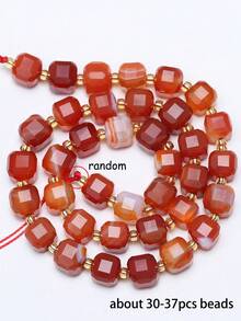 Natural Stone Colorful Faceted Square Beads, Faceted Square Loose Spaced Beads For Jewelry Making Diy Unique Bracelets, Necklaces, Earrings Crafts - Multicolor - View 42