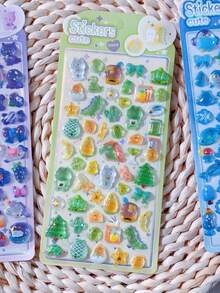 Pegatinas de Burbujas de Dibujos Animados 3D en Relieve Niña Linda Decoración DIY Divertida Adhesiva Pegatinas de Cristal de Strass Suministros de Manualidades para Niños - Multicolor - Ver 7