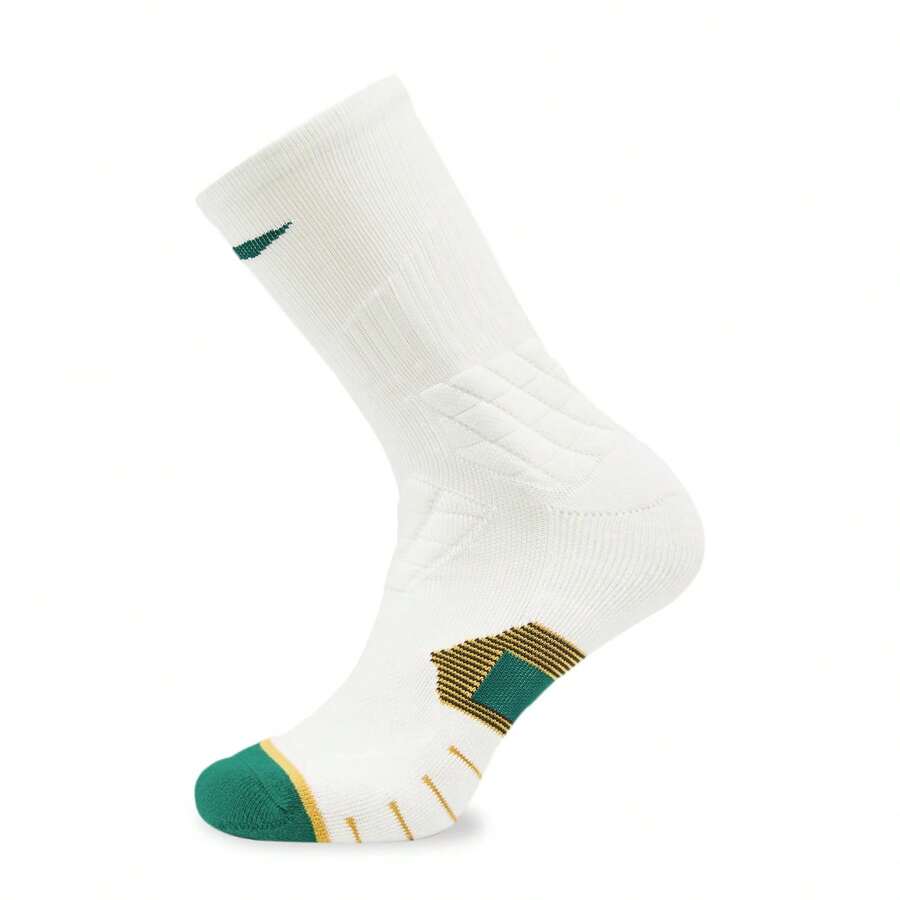 LI-NING Basketball Series Antibacterial Mid-Calf Socks Cushioned Shock Absorbing Socks for Training & Running AWLW037 - 乳白/砂金綠 - 查看 1