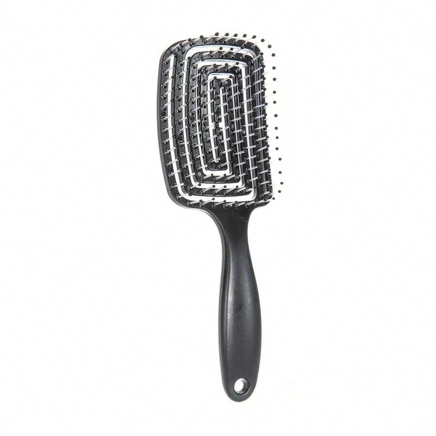 Massage Comb For Detangling And Volumizing Hair, Hair Massage Comb With Hollow Design, Styling Tools For Real Hair Wigs - Black - View 1