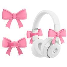 2pcs Pink Bow Decor Hanging Ornaments, Cute Printed Bow Fashion Headphone Charms, Gift For Gamer Girls - Multicolor - View 1