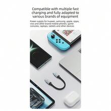 通用磁吸編織短充電線 240W 大電流快充線 PD 27W 電源線，輕巧便攜數位配件，適用於 iPhone、全系列手機及戶外行動電源 - 黑色 - 查看 8