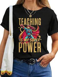 Camiseta Amplia Estampadoína Cómic Manga Corta Casual Streetwear Estilo Deportivo Japonés Chica Retro Alternativo - Negro - Ver 1
