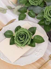 1/22/30pcs Artificial Green Foam Roses With Stems, Suitable For DIY Wedding Bouquets, Bridal Party, Table Centerpieces, Home Decor (No Packaging Box, OPP Bag Only). Summer, Holiday, Rose, Art, Bouquet Flowers - Multicolor - View 4