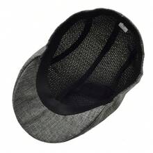 Linen, Beret, Hat - Black - View 4