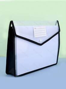 1 PC Large Capacity Document Bag, Thick And Transparent, With Button Closure, Suitable For A4 Size Document, Student Book And Exam Papers Organization - Multicolor - View 3