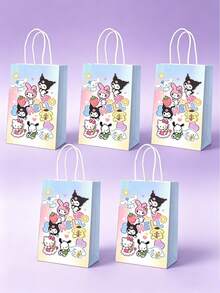 5入卡通圖案禮品袋，Kitty、Melody、Kuro、Cinna馬卡龍配色，柔軟可愛色調，活潑俏皮圖案，適合生日、派對、紀念品等場合，送禮或個人使用皆完美 - 多色 - 查看 14