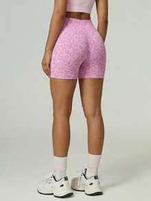 UONNOU Women's Leopard Print High Waist Biker Shorts, Soft Seamless Tummy Control Hip Lifting Slim Bottoms For Casual Sports - Multicolor - View 6