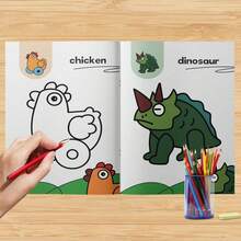 Coloring Book With Word Prompts - Bold Outlines And Simple Drawing Pages, Learn Common Words While Coloring, Simple Layout Easy For Practice, Develop Creativity, Focus And Vocabulary - Fun Coloring Series - View 7