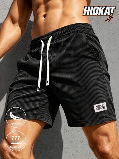 Hidkat Men's Summer Casual Corduroy Shorts, Thin & Breathable, Elastic Waist With Drawstring, Fashion Fit, Suitable For Daily Casual, Beach Vacation, Outdoor Hiking