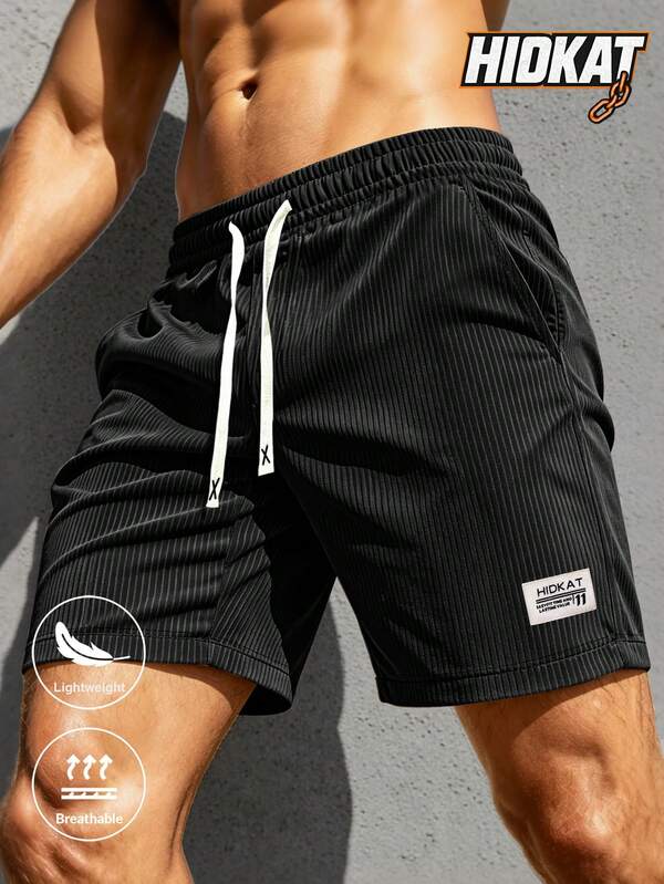 Hidkat Men's Summer Casual Corduroy Shorts, Thin & Breathable, Elastic Waist With Drawstring, Fashion Fit, Suitable For Daily Casual, Beach Vacation, Outdoor Hiking