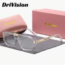 DriVision 1件裝中性舒適輕量全框平光眼鏡 時尚百搭幾何框平光眼鏡 - 彩色 - 查看 7