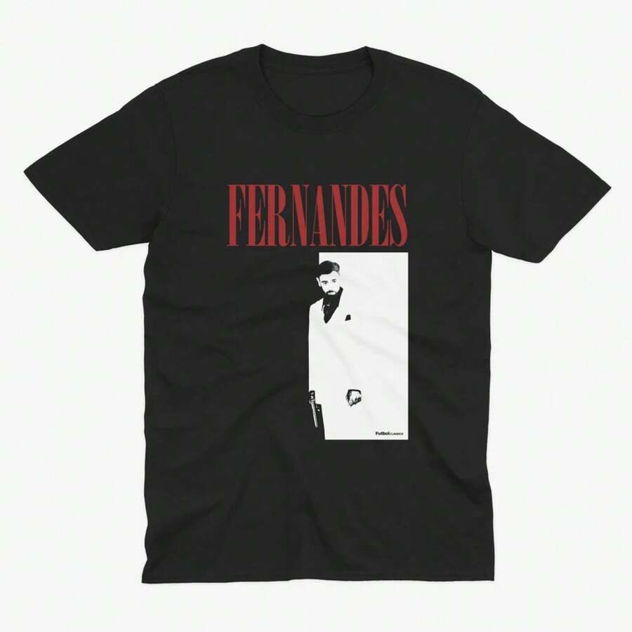 Bruno.Designed By Fernandez"Scarred Surface"Style T Shirt /  T Shirt /  Football Club / MUFC /  T Shirt /  Fans - Black - View 1