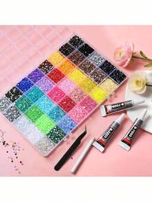 28/40/32/24/15 Colors Resin Rhinestones, Colorful Resin Flat-Back Rhinestone Set With DIY Accessories, Suitable For DIY Diamond Painting, Water Cup Rhinestone Decoration And Other Handmade Crafting Scenarios - DIY Rhinestones - View 3
