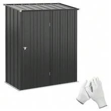 Abri de jardin 1,34 m², armoire de jardin verrouillable avec toit monopente en acier galvanisé, 161,5 x 94,5 x 196 cm, noir - Noir - Voir 1