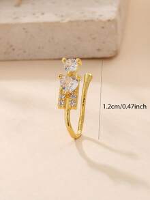1pc Minimalist Fashion Heart-Shaped Cubic Zirconia Nose Clip Nose Ring Nose Hoop No Piercing Required Easy To Wear Fake Nose Ring Unisex Nose Decoration For Daily Wear Holiday Vacation Gift For Friends And Family - Gold - View 7