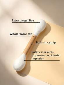 Cute Giant Cotton Swab Cat Chew Toy 15cm/30cm Two Sizes Wool Felt Matatabi Stick Built-In Catnip Indoor Interactive Pet Toy For All Cats - White - View 4