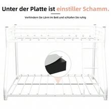 Cadre de lit superposé en métal robuste, un lit supérieur de 90*140cm et un lit inférieur de 140*190cm, conception peu encombrante avec échelle et barrières de sur toute la longueur, idéal pour les adolescents et les adultes, style moderne. - Blanc - Voir 5