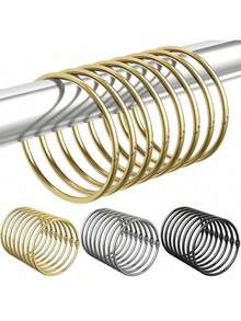 10pcs Rust-Proof Bathroom Shower Curtain Rings, Round Decorative Shower Curtain Rings, Metal Shower Curtain Rings, Split Ring Inner Diameter 2 Inches (Approx. 5cm), (Gold, Silver, Black), Rust-Proof Bathroom Shower Curtain Hooks, Round Decorative Shower Curtain Rings And Hooks, Metal Curtain Rings, Split Ring Inner Diameter 2 Inches (Approx. 5cm), (Gold, Silver, Black), Popular 3-Color Metal Open Shower Curtain Rings, Bright Gold/Matte Black - Shower Curtain Ring - View 3