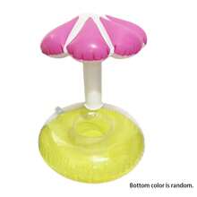 1pc Dual-Color Mushroom Shaped Floating Cup Holder, PVC Inflatable Water Floating Beverage Cup Pad, Suitable For Pool, Lake, Boat, Beach Party, Can Hold Cans, Bottled Drinks Or Coffee Mugs, Fun Pool Accessory - Mushroom Umbrella - View 8