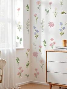 mama look 1pc Flower & Butterfly Wall Sticker, Wildflower Grass & Butterfly, PVC Self-Adhesive Removable, Suitable For Bedroom, Living Room, Study, Dining Room, Bathroom, Home Wall Decor, Room Decoration - Multiple Styles - View 5