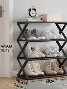 4-Tier Z-Shaped Plastic Floor Storage Rack, Multi-Functional Large Capacity Storage Shelf, Easy Assembly Floor Storage Rack, Stackable, Suitable For Hallway, Closet, Living Room, Bedroom, Dorm - Multicolor - View 7
