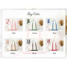 CFUNIQ 1pc Customized Canvas Tote Bag, Create A Unique Bag Just For You! Durable Canvas Tote Bag Not Only Practical But Also A Canvas To Showcase Your Personalized. Embroidery, Add Elegant Name, Initial Or Special Text - Multicolor - View 10