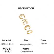 4pcs Stainless Steel Women's Stackable Rings, Thin Band Wide Face Open Combination Rings, Beaded Vertical Stripe Spiral Texture Metal Elements, European And American Vintage Niche Luxury Minimalist Style, Gold Color, Suitable For Women's Daily Commute, Shopping, Dating Outfits, Valentine's Day, Qixi Festival, Birthday Gift Jewelry - Ring - View 10