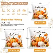 4pcs/1pc Sarung Bantal Motif Bunga Matahari dan Selamat Datang Musim Gugur, Sarung Bantal Cetak Satu Sisi, Cocok untuk Dekorasi Rumah Ruang Tamu dan Kamar Tidur, Sarung Bantal Sepanjang Musim - MultiWarna - View 3