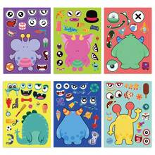 12 Sheets Mix & Match Monster Face Stickers, Rainbow Friends DIY Make Your Own Monster Decals, Ideal For Kids Craft, Party Favors, Kindergarten Activity & Children Gift - Multicolor - View 6