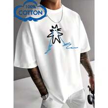 Camiseta de Algodón Pesado de 180g para Hombres y Mujeres con Estampado de Gato Llorando y Maneki-Neko con Rayo - Manga Corta Suave y Transpirable - Negro - Ver 5