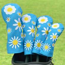 1pc Small Sunflower Golf Club Head Cover, Suitable For Driver/Fairway Wood/Hybrid, Golf Club Head Cover And Wood Head Cover, Durable And Protective Sports Accessory, Perfect For Golfers - Multicolor - View 1