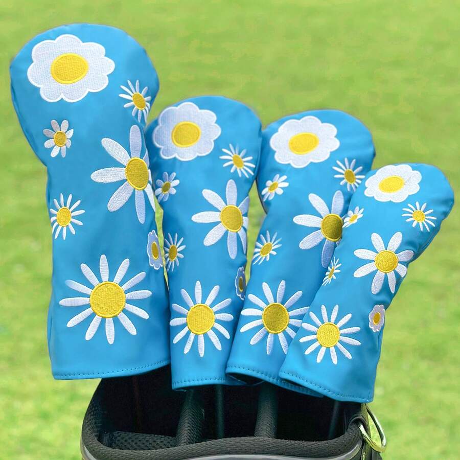 1pc Small Sunflower Golf Club Head Cover, Suitable For Driver/Fairway Wood/Hybrid, Golf Club Head Cover And Wood Head Cover, Durable And Protective Sports Accessory, Perfect For Golfers - Multicolor - View 1