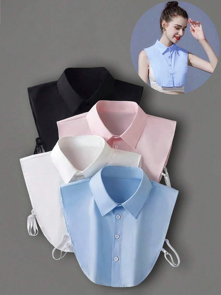 4pcs/3pcs/2pcs/1pc Multifunctional Professional Style Shirts With Mock Collar, Square Collar - Multicolor - View 1