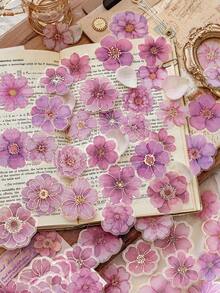 1 Pack 40pcs Gorgeous Gold Foil Floral Planner Stickers, Vintage Creative Aesthetic Decals, DIY Decoration Collage Craft Materials, Holiday Gift, Personalized Scrapbook School Stationery Supplies - Style 4. - View 1