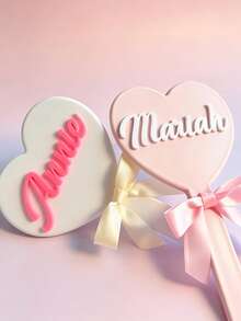 Custom 1pc Pocket Hand Mirror, Heart-Shaped Mirror With Personalized Acrylic Text, Portable Makeup Mirror, Gift For Sisters, Back To School Student Supplies, Wedding Favor - Multicolor - View 6