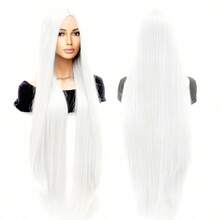 A Natural Matte Long Straight Hair Cosplay Wig Of 40 Inches With A Center Part And No Fringe. Suitable For Daily Wear, Parties And Halloween. - Multicolor - View 10