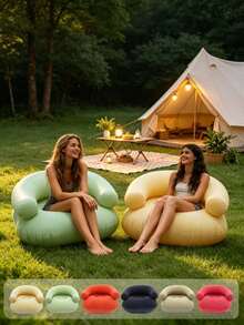 5/1pc Portable Inflatable Armrest Slouchy Sofa, Soft Flocked Inflatable Chair, Multi-Color Lightweight Foldable Outdoor Inflatable Lounge Chair, Suitable For Camping, Picnic, Beach, Dorm, Back To School, Indoor Reading And Relaxation, Easy To Inflate And Deflate Leisure Furniture - Multicolor - View 3