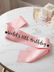 1件客製化文字生日肩帶，客製文字緞帶，客製姓名腰帶，可客製任何姓名，獨特禮物，新娘派對裝飾，媽媽肩帶，生日肩帶，準新娘肩帶，單身女派對肩帶，畢業肩帶，各種場合派對裝飾，畢業與婚禮生日派對 - DIY派對配件，雕刻，多彩，可愛，迷人，趣味，卡哇伊，Y2K，時尚，適合父親節，畢業典禮 - 彩色 - 查看 5