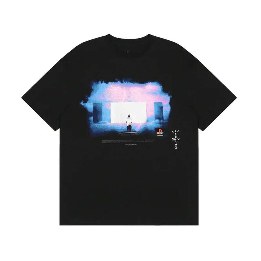 American Style Long-Sleeved T-Shirt From The Fashion Brand, Short-Sleeved, Urban Hip-Hop Style, Vintage Summer, Rap. - 玫紅色 - 查看 1