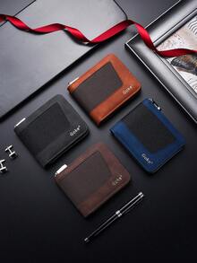 New Men's Short Chain Wallet Multi-Slot Card Holder Coin Pouch Zipper Purse - Multicolor - View 2