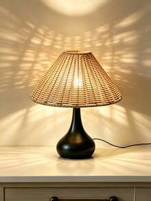 1pc Handmade Woven Table Lamp USB Powered, Artistic Southeast Asian Style Modern Ins Style Vintage Creative Premium Decor Night Light, Suitable For Bedroom, Desktop, Living Room - 手工檯燈 - 查看 1