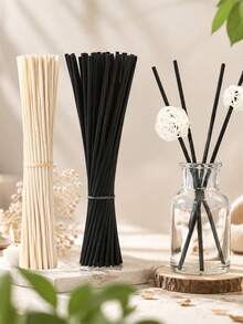 10/50/100pcs Natural Rattan Reed Diffuser Sticks, Evenly Perforated Smooth Surface, Natural Fragrance Release, Flameless Diffuser Refill, Air Freshener Decor For Bedroom, Bathroom, Office, Housewarming & Birthday Gift - Multicolor - View 2