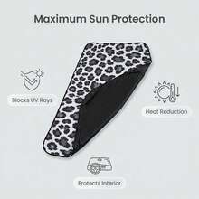 1pc Grey Leopard Print Car Windshield Sunshade, Black Rubber Material, Foldable, Easy Storage, Blocks Sunlight And UV Rays, Cools And Protects Car Interior - A - View 8